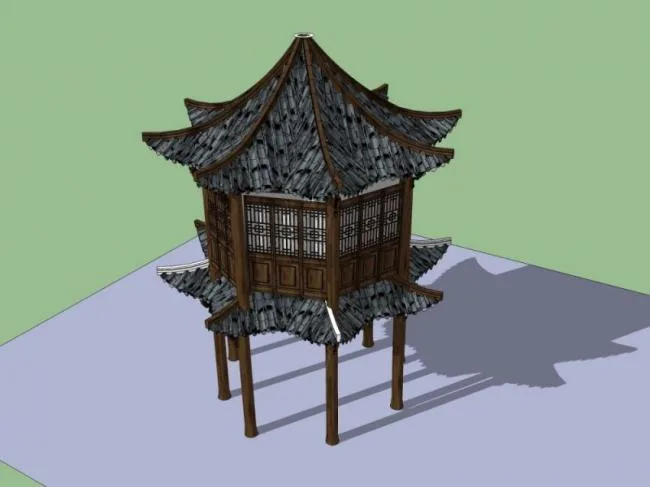 Sketchup小品模型|亭子，中式风格，小品
