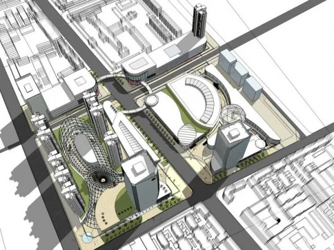 Sketchup综合体模型|超高层商业综合体，办公，酒店，住宅，现代风格