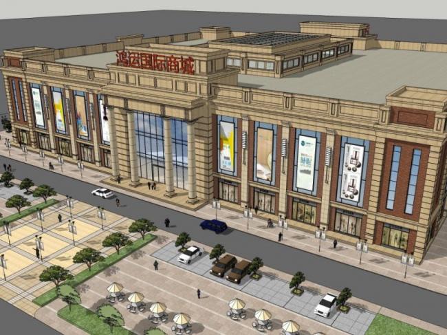 Sketchup商业模型|多层商业广场，现代风格