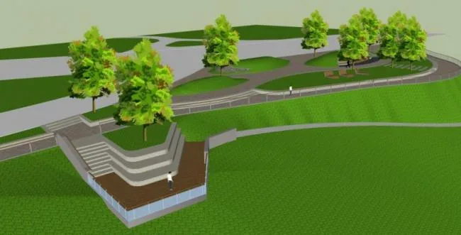 Sketchup景观模型|观景挑台景观，现代风格