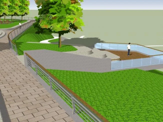 Sketchup景观模型|观景挑台景观，现代风格
