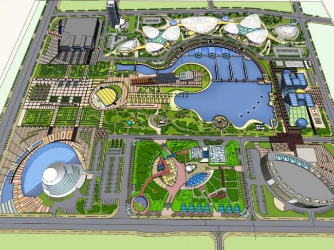 Sketchup景观模型|商业景观，文化景观，现代风格