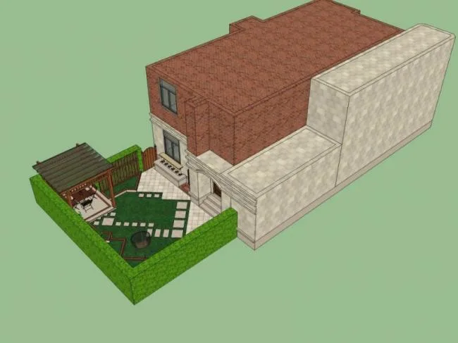 Sketchup景观模型|别墅庭院景观，现代风格