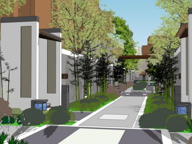 Sketchup景观模型|小区景观，住宅景观，中式风格