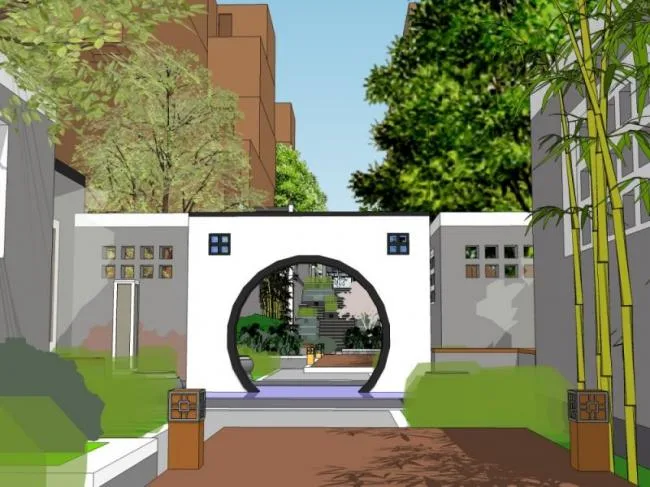 Sketchup景观模型|小区景观，住宅景观，中式风格