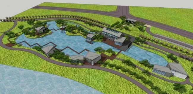 Sketchup景观模型|园林景观，中式风格