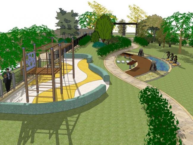 Sketchup景观模型|庭院花园景观，欧式风格，古典风格