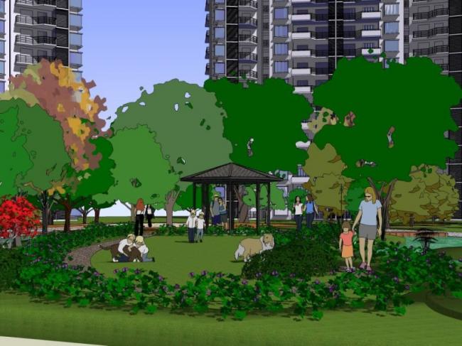 Sketchup景观模型|小区景观，住宅景观，现代风格