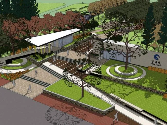 Sketchup景观模型|小区景观，住宅景观，现代风格