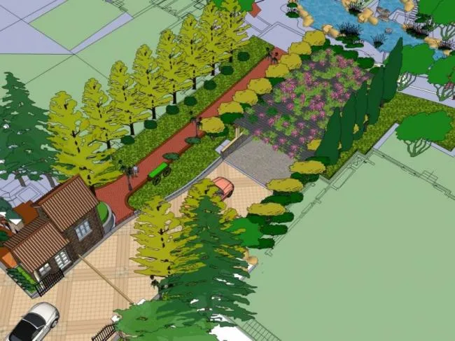Sketchup景观模型|小区景观，住宅景观，现代风格