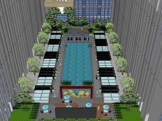 Sketchup景观模型|屋顶花园景观，泳池景观，现代风格