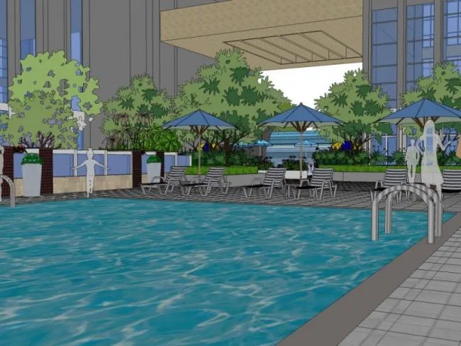 Sketchup景观模型|屋顶花园景观，泳池景观，现代风格