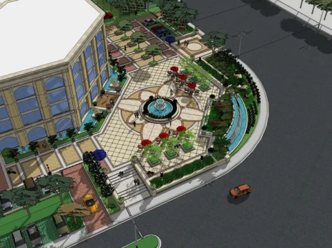 Sketchup景观模型|售楼处景观，欧式风格，古典风格