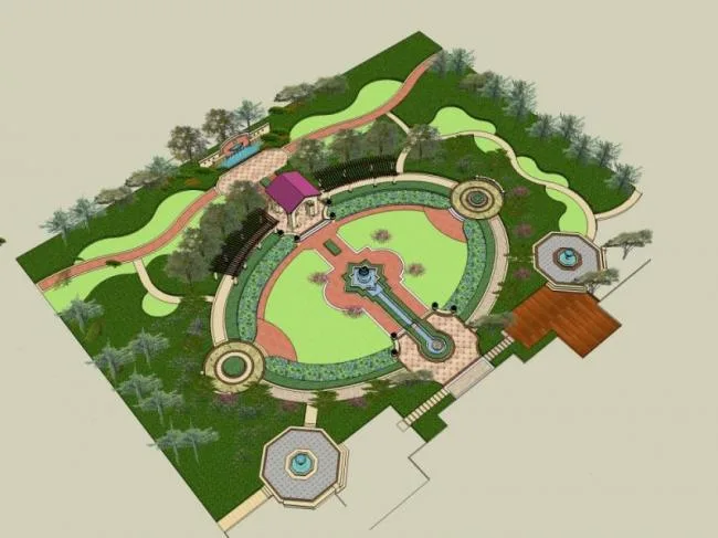 Sketchup景观模型|广场景观，欧式风格，古典风格