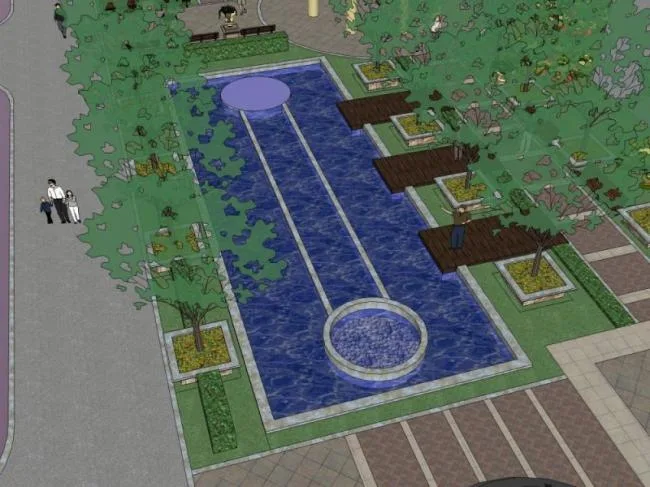 Sketchup景观模型|住宅景观，小区景观，欧式风格，古典风格