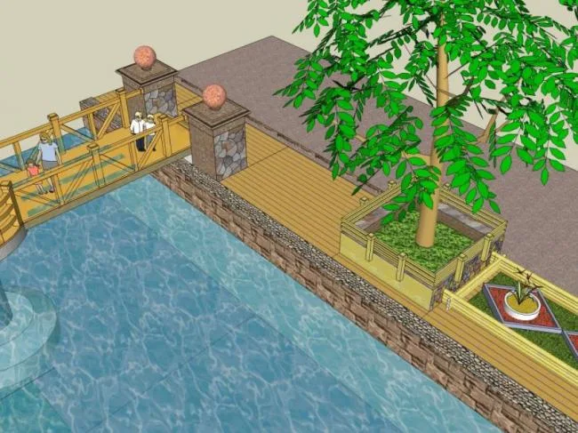 Sketchup景观模型|小桥景观，现代风格