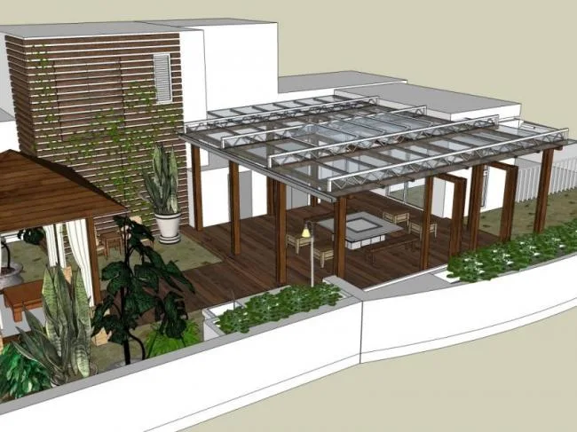 Sketchup景观模型|屋顶花园景观，现代风格