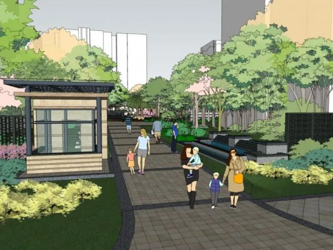 Sketchup景观模型|小区景观，住宅景观，现代风格