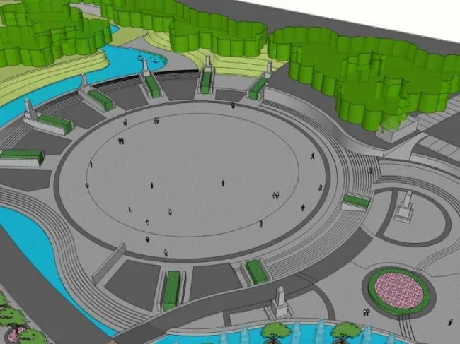 Sketchup景观模型|公园景观，广场景观，现代风格