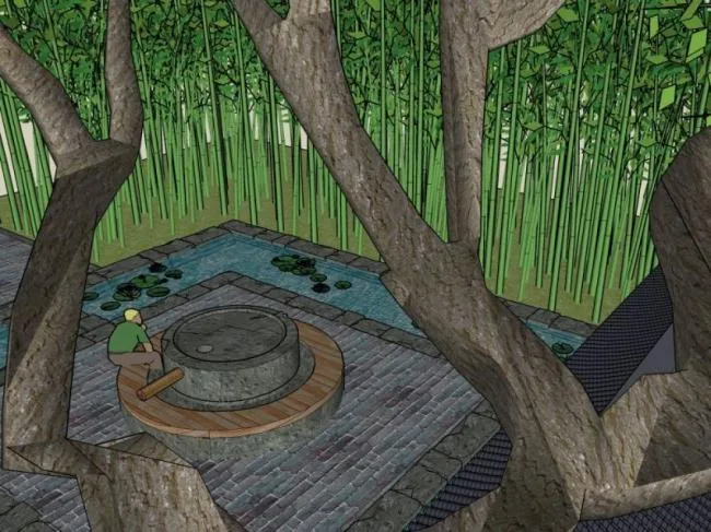 Sketchup景观模型|庭院景观，中式风格