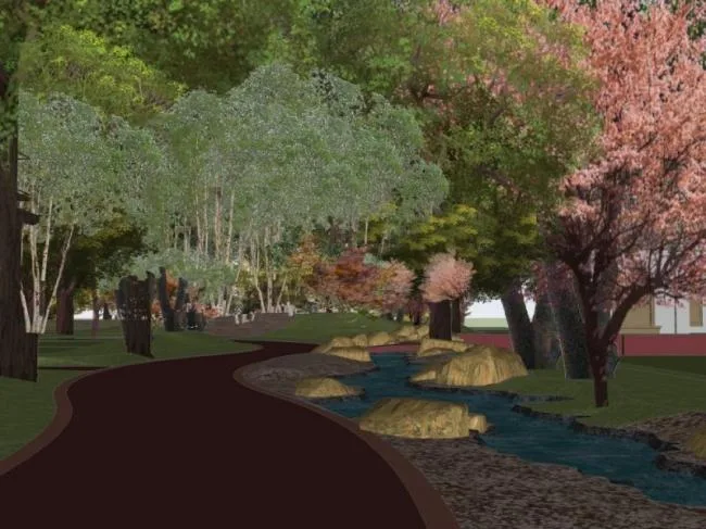 Sketchup景观模型|庭院景观，现代风格