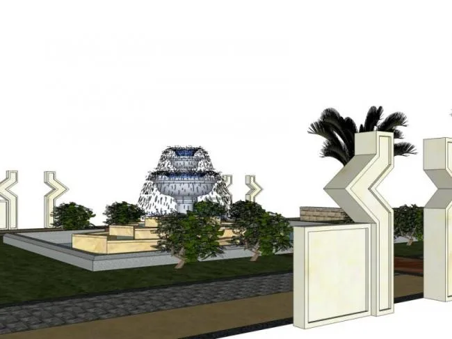 Sketchup景观模型|中心庭院景观，古典风格