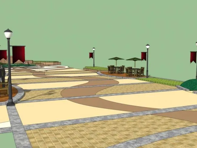 Sketchup景观模型|广场景观，古典风格
