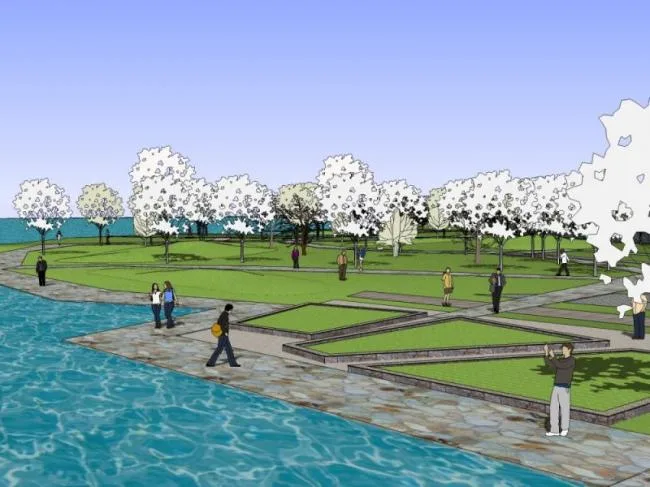 Sketchup景观模型|滨湖景观，滨水景观，现代风格