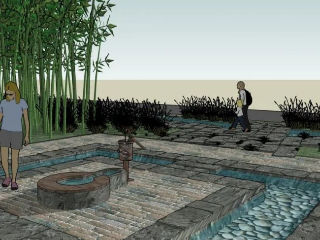 Sketchup景观模型|小型景观，新中式风格