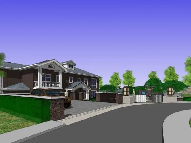 Sketchup景观模型|别墅景观，庭院景观，中式风格