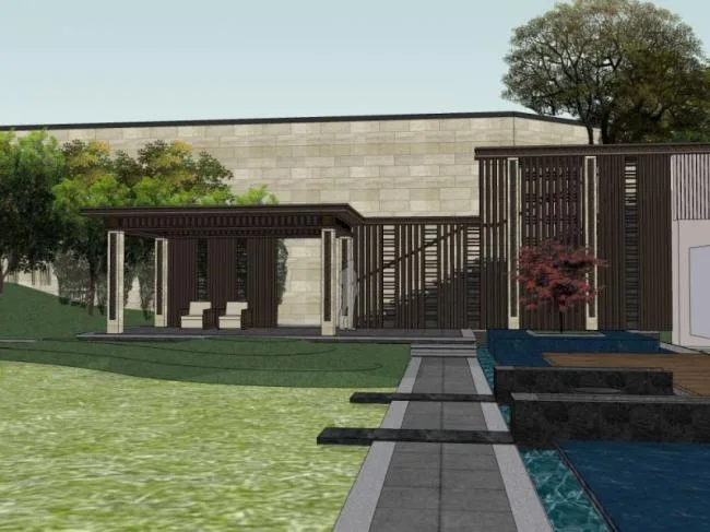 Sketchup景观模型|庭院景观，花园景观，庭院花园，现代风格