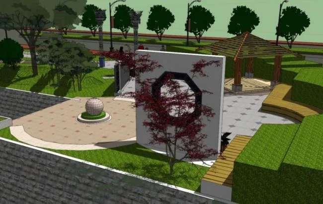 Sketchup景观模型|公园景观，现代风格