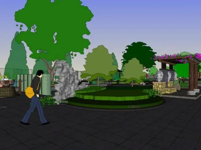 Sketchup景观模型|小区景观，住宅景观，现代风格