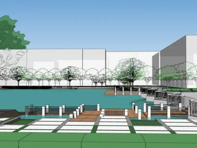 Sketchup景观模型|公园景观，滨水景观，现代风格