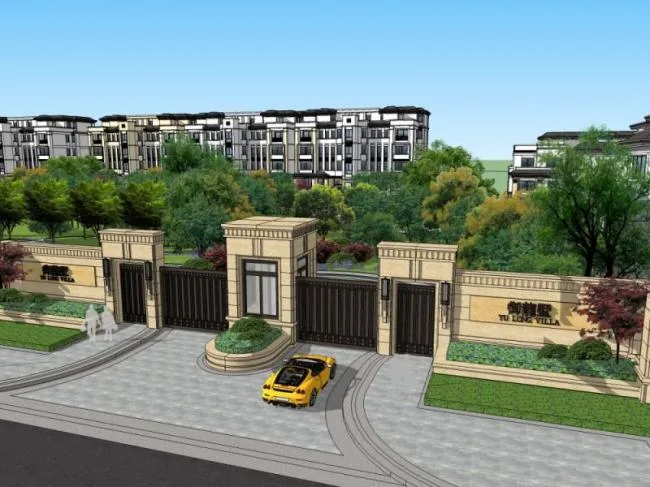 Sketchup景观模型|小区景观，住宅景观，古典风格