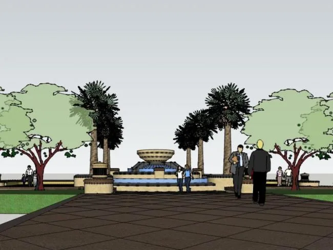 Sketchup景观模型|广场景观，现代风格