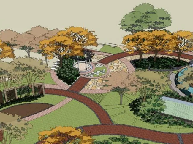 Sketchup景观模型|公园景观，现代风格