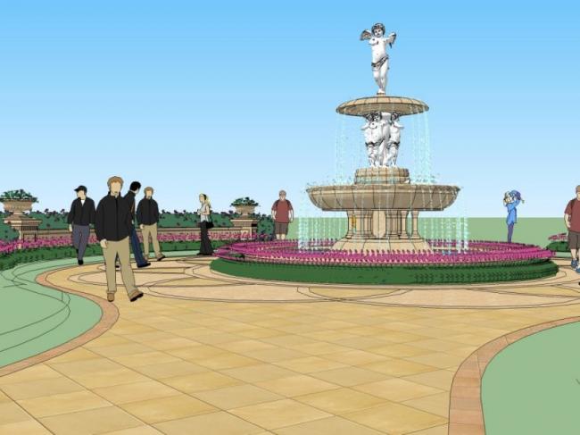 Sketchup景观模型|广场景观，古典风格