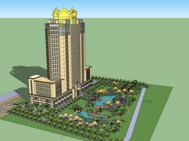 Sketchup景观模型|小区景观，住宅景观，古典风格