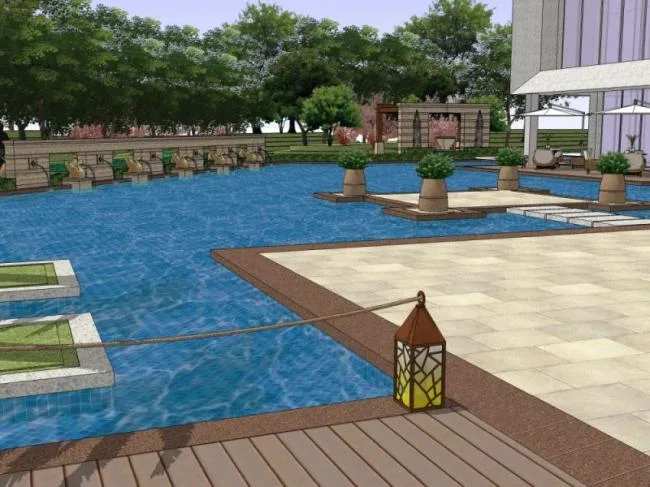 Sketchup景观模型|广场景观，现代风格