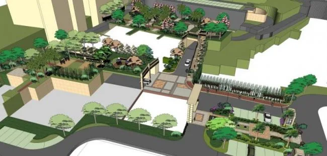 Sketchup景观模型|居住小区景观，住宅景观，现代风格