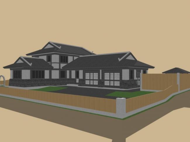 Sketchup景观模型|别墅景观庭院景观，中式风格