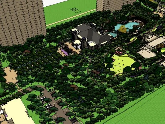 Sketchup景观模型|小区景观，住宅景观，欧式风格，古典风格