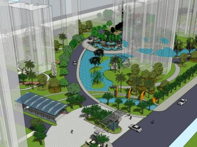 Sketchup景观模型|小区景观，住宅景观，现代风格