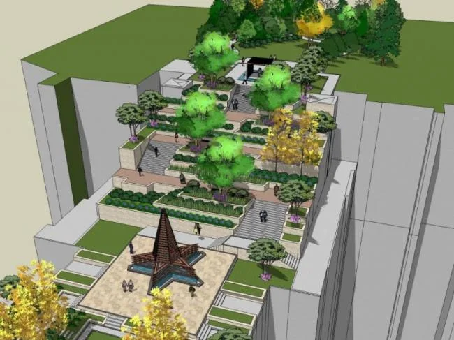 Sketchup景观模型|景观长廊，现代风格