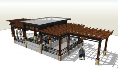 Sketchup景观模型|廊架景观，中式风格-BIM建筑网