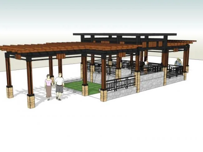 Sketchup景观模型|廊架景观，中式风格
