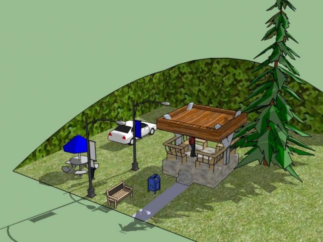 Sketchup景观模型|花园景观，亭子景观，现代风格