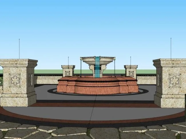 Sketchup景观模型|广场景观，欧式风格，古典风格