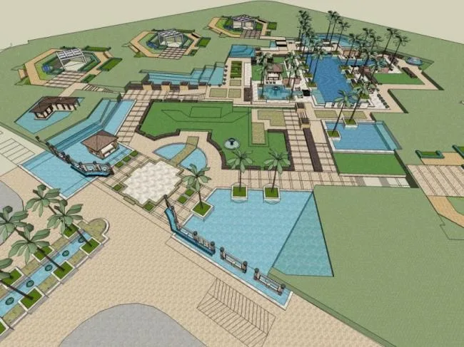 Sketchup景观模型|小区景观，住宅景观，欧式风格，古典风格